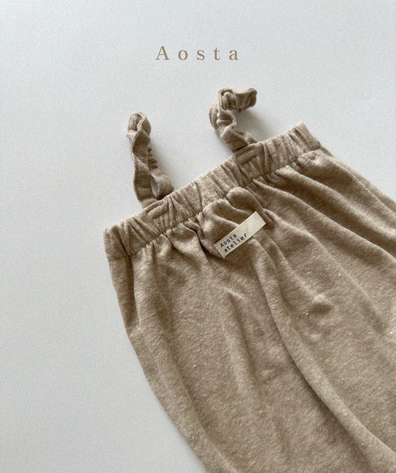 【Aosta】リネンオーバーオール 70~115cm ベージュ 240512 - 2