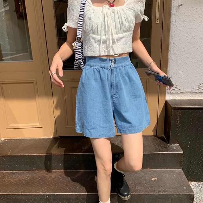 薄手ハイウェストジーンズ パンツ サマーショーツ ルーズAライン 夏物 ブルマー モンロー22680063816