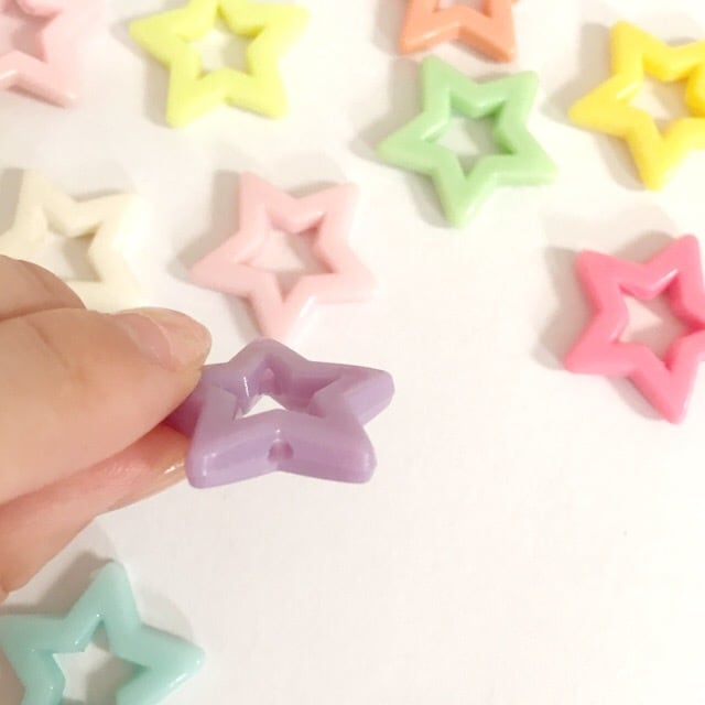 パステル 星 くり抜き ビーズ 10個☆ハンドメイド☆パーツ☆素材