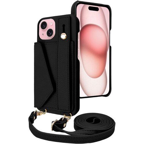 シズカウィル iPhone 15 用 ケース ショルダー カバー ショルダーストラップ アイファンデ5 ショルディー ストリートモード 1個入り アイボリーブラック 2376