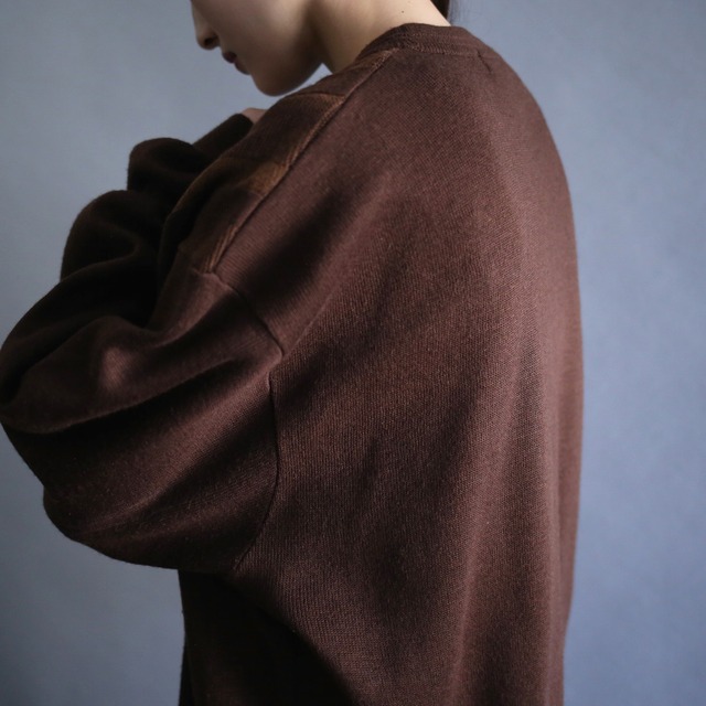 dark brown "gizagiza" square 3D knit pattern XXL over size sweater