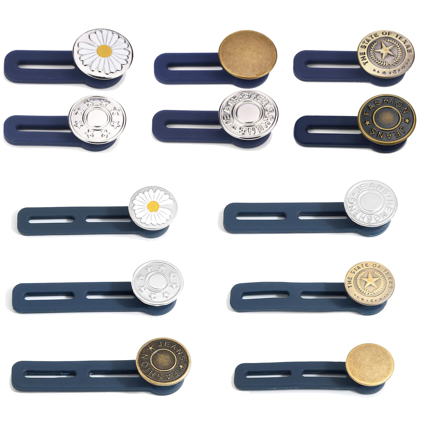【努力特価】ウエスト調整ボタン12個セット 延長 ジーンズ スカート ズボン 取り外し可能 サイズ調整 シリコン製 2タイプ
