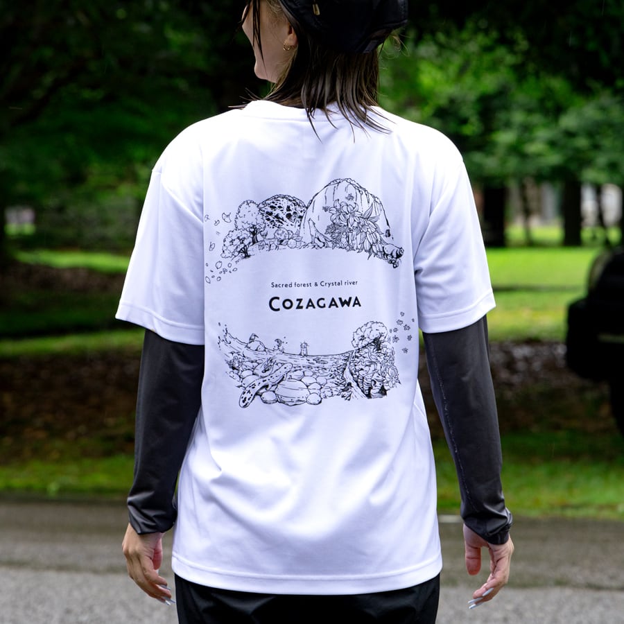COZAGAWA - Tシャツ（白：ドライ）バックプリント 古座川 Sacred