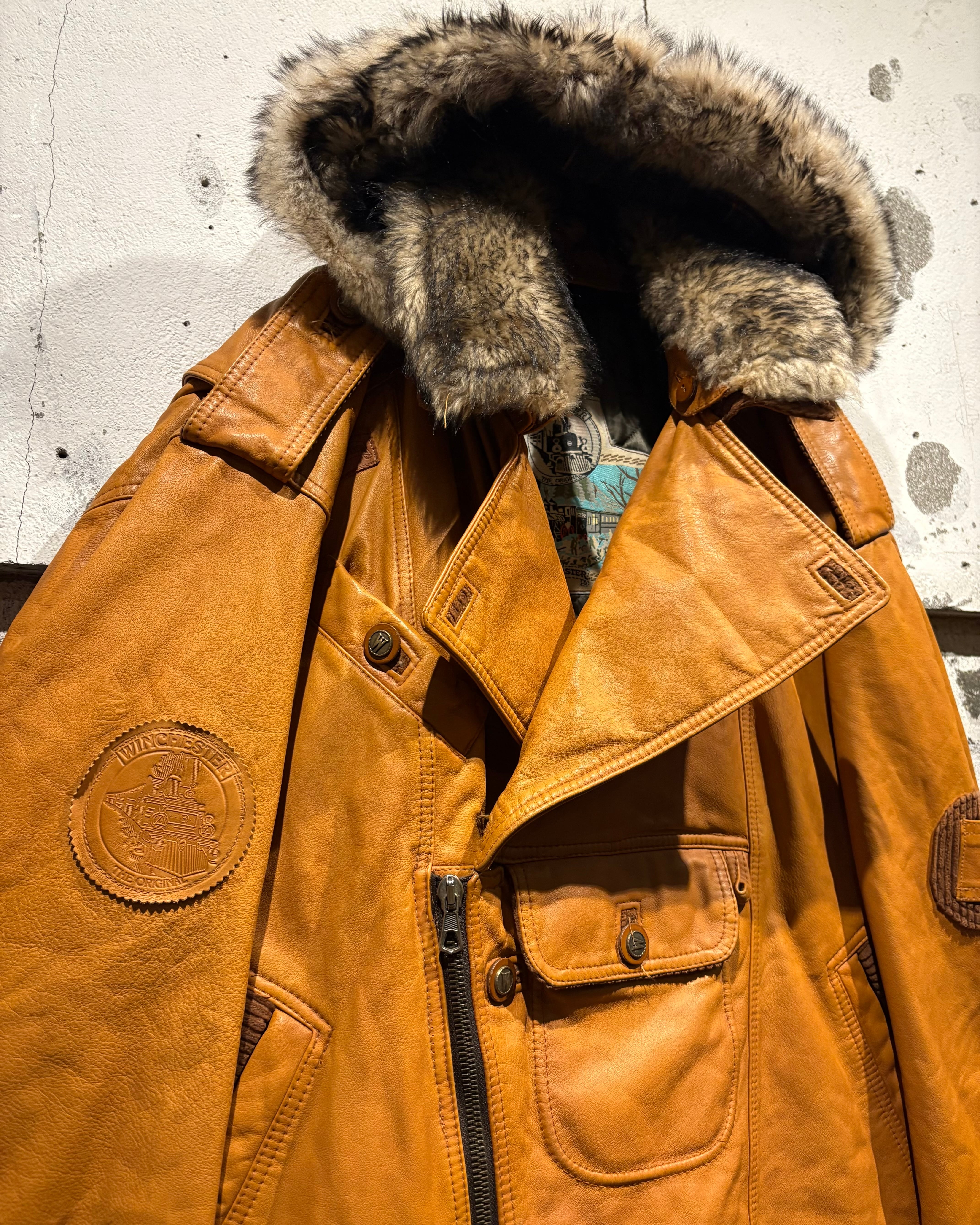 Caka otto】80's “Winchester“ Motorcycle Motif Design Euro Vintage