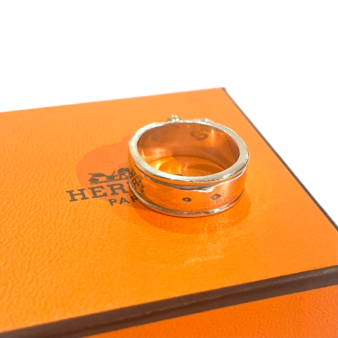 HERMÈS】エルメス K18YG×SV925 コンビネーションリング 10号シルバー