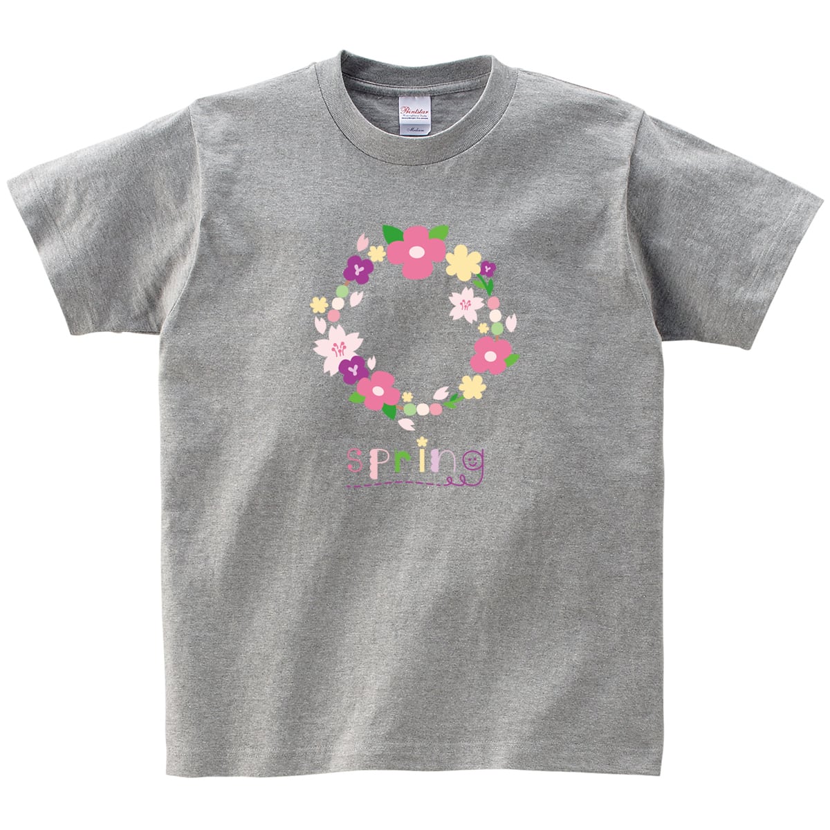 春の花リース spring Tシャツ ms76 花見 母の日 デザインTシャツ