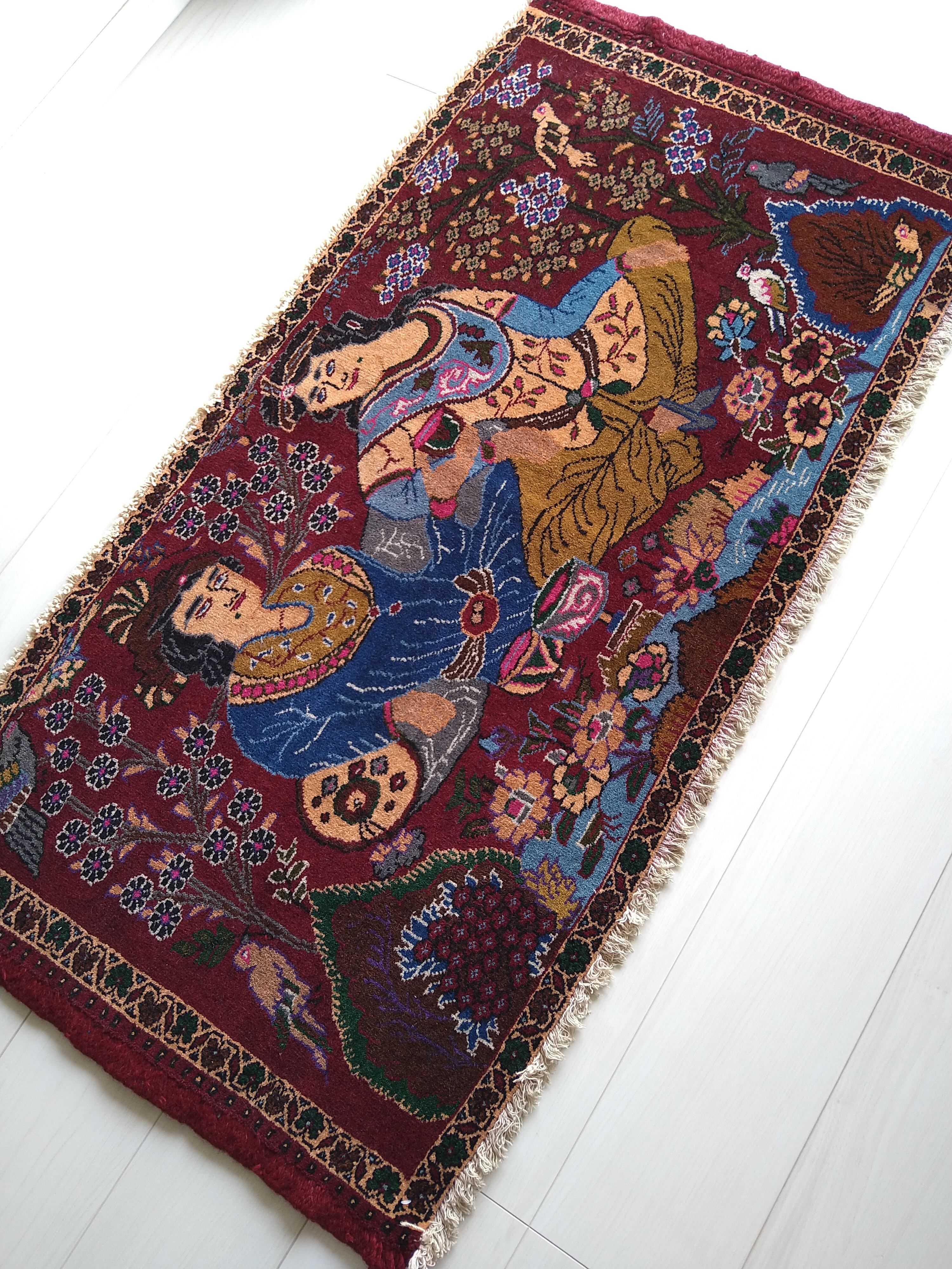 Vintage Persian Rug 120x60cm Shiraz ”HANAMI” Feast ペルシャ絨毯