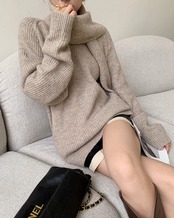 V-neck loose knit & Stole T20343