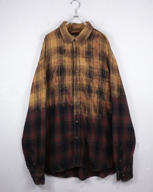 【Caka act2】“G.H. BASS” Bleached Design Vintage L/S Flannel Shirt