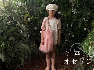 【jejeunosity】コットンベリーショートオーバーオール サロペット ピンクフラワー 90〜120cm 240520