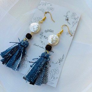 デニムタッセル・水引ピアス 新作 おでかけ
