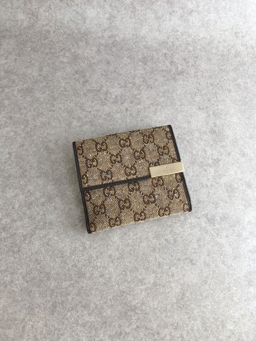 GUCCI グッチ GGキャンバス 財布 ベージュ ジャガード ネップ Wホック vintage ヴィンテージ オールド phhryh