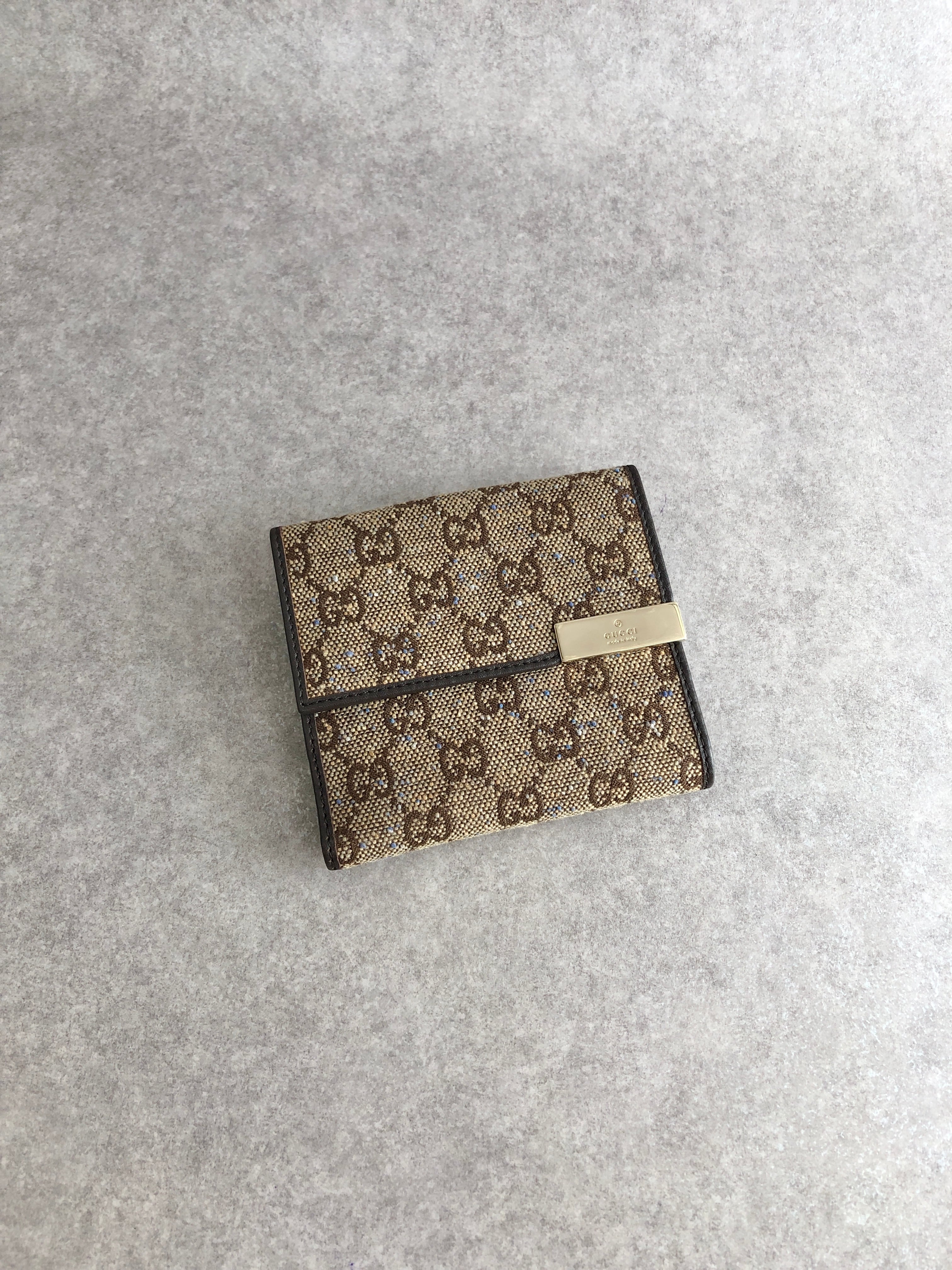 GUCCI グッチ GGキャンバス 財布 ベージュ ジャガード ネップ Wホック vintage ヴィンテージ オールド phhryh