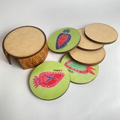 ボルジェス木版画 J. BORGES コースター 6枚セット