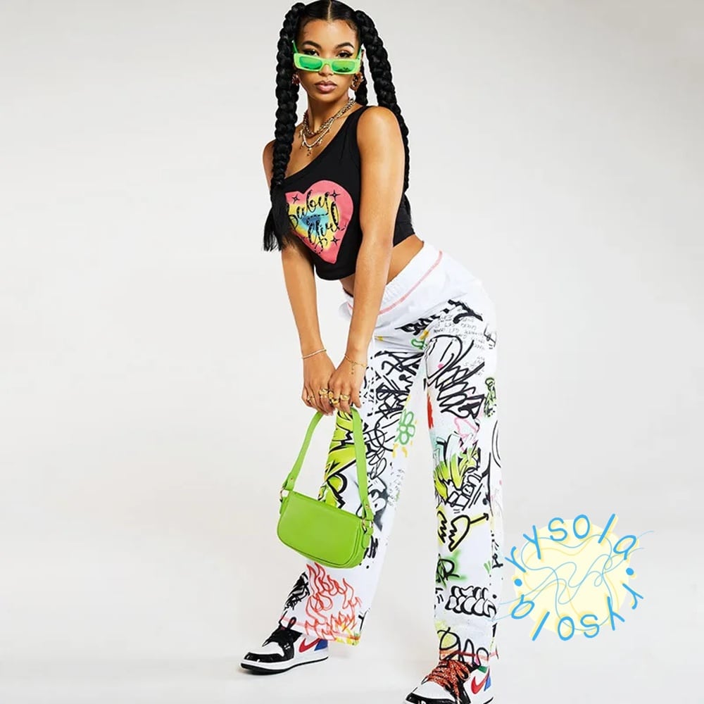 正規店購入アメリカン馬柄プリント ワイドスウェットパンツ（BLACKLISTS） 正規店購入アメリカン馬柄プリント ワイドスウェットパンツ