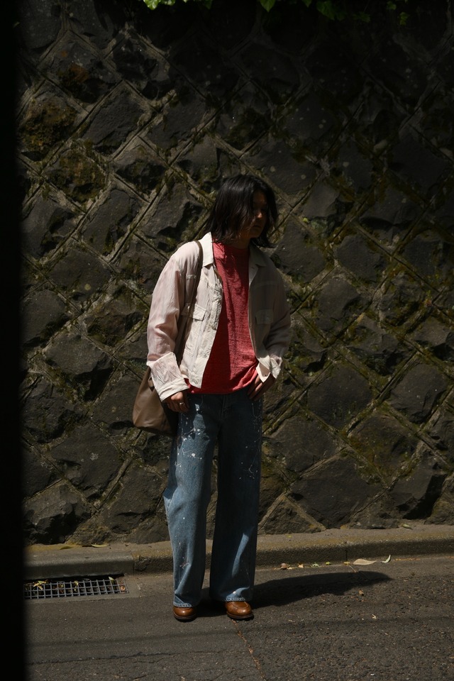ensou. / Cropped Shirt (Beige Stripe)