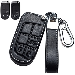 【努力特価】JEEP用 スマートキーケース キーカバー本革 JEEP専用設計 3J Bキーホルダー 等に適用キーケース (ブラック)