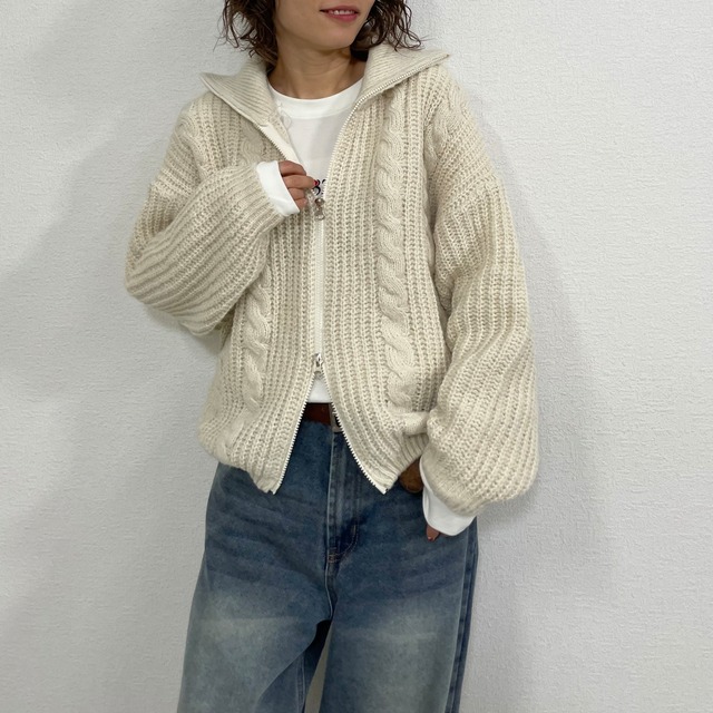 えり付ケーブルZIPカーディガン 5280922 (1211)