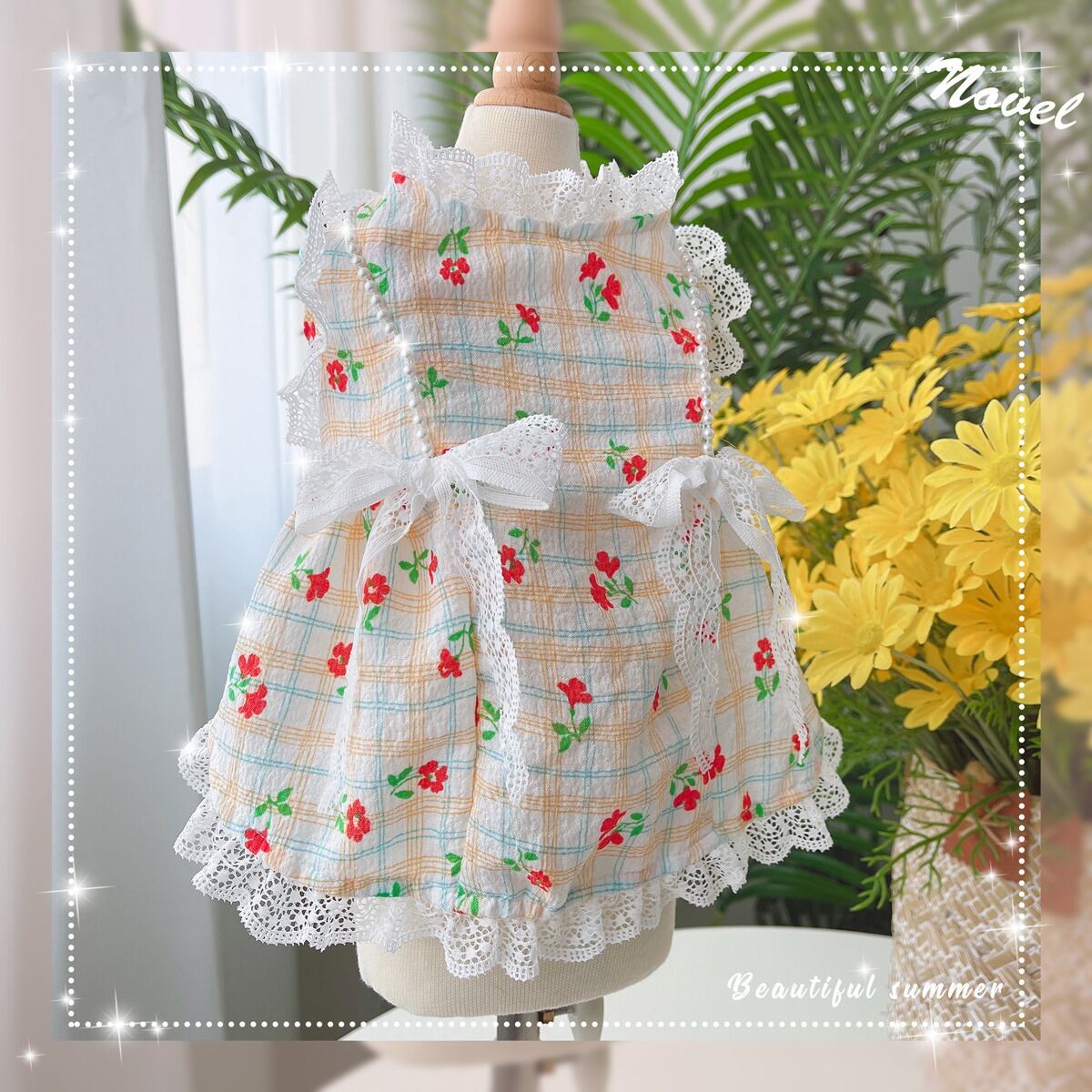 リボンとフリルの柔らかワンピース