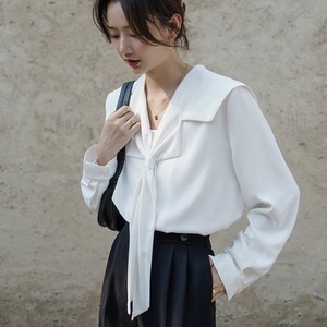 トップス シャツ ブラウス 袖あり 長袖 Vネック 襟付き リボン 大人可愛い きれいめ 大人 上品 おしゃれ お洒落 大人女子 こなれ感 ラブリー キュート ガーリー エレガント 春 秋 冬 2022 2023 10代 20代 30代 レディース 女性用 学生 通学 デート お出かけ 女子会 休日 ホテル ガーデン レストラン 普段使い 重ね着 ファッション コーデ スタイル モテ S M L XL 白 ホワイト 青 ブルー