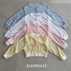 [予約] ELLY MOLLY - berry form cardigan ( sora / white / pink / yellow )
