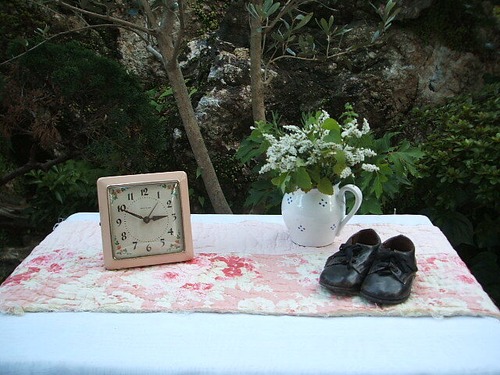 english vintage pink table clock イギリス　ビンテージ　置き時計