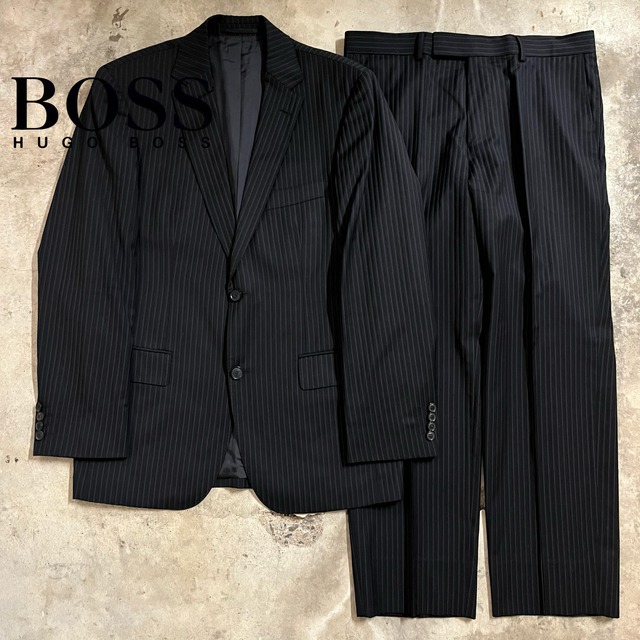〖HUGO BOSS〗Super 140 wool setup suit/ヒューゴボス ウール セットアップ スーツ/msize/#0531/osaka