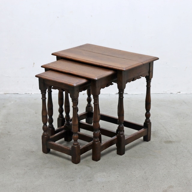 ※商談中 英国 イギリス オーク無垢材 クラシカル ネストテーブル サイドテーブル ヴィンテージ アンティーク  RCI11106