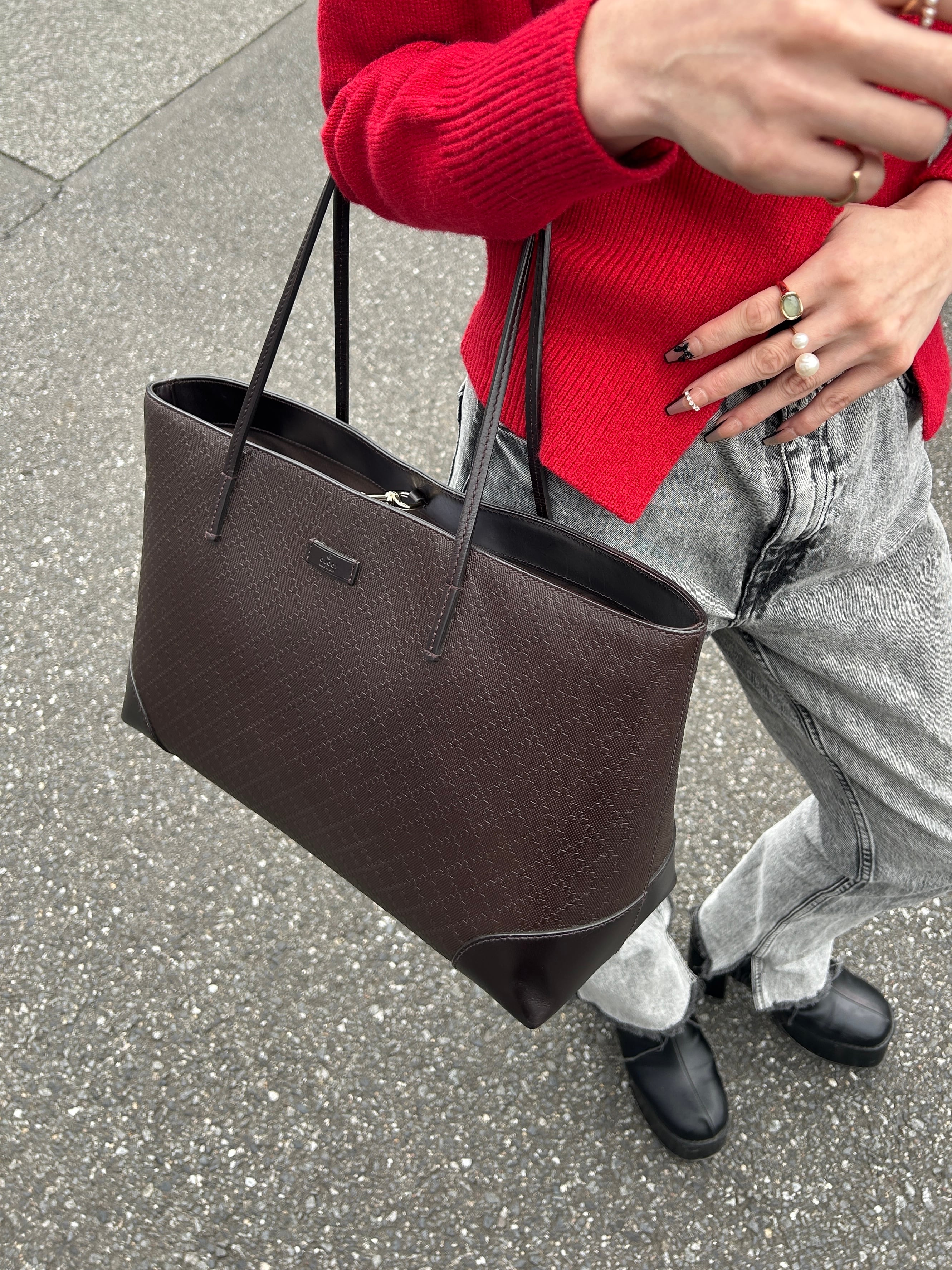 GUCCI グッチ ディアマンテ トートバッグ ブラウン レザー vintage