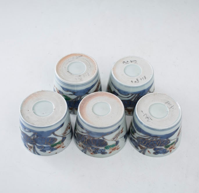 色絵金彩そば猪口 伊万里 蕎麦猪口 伊万里 草花文 経菱 四方襷 色絵金彩そば猪口 伊万里 蕎麦猪口 伊万里 草花文 経菱 四方襷