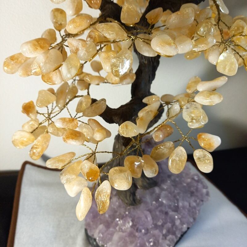 天然石招財樹【シトリン・アメジスト】