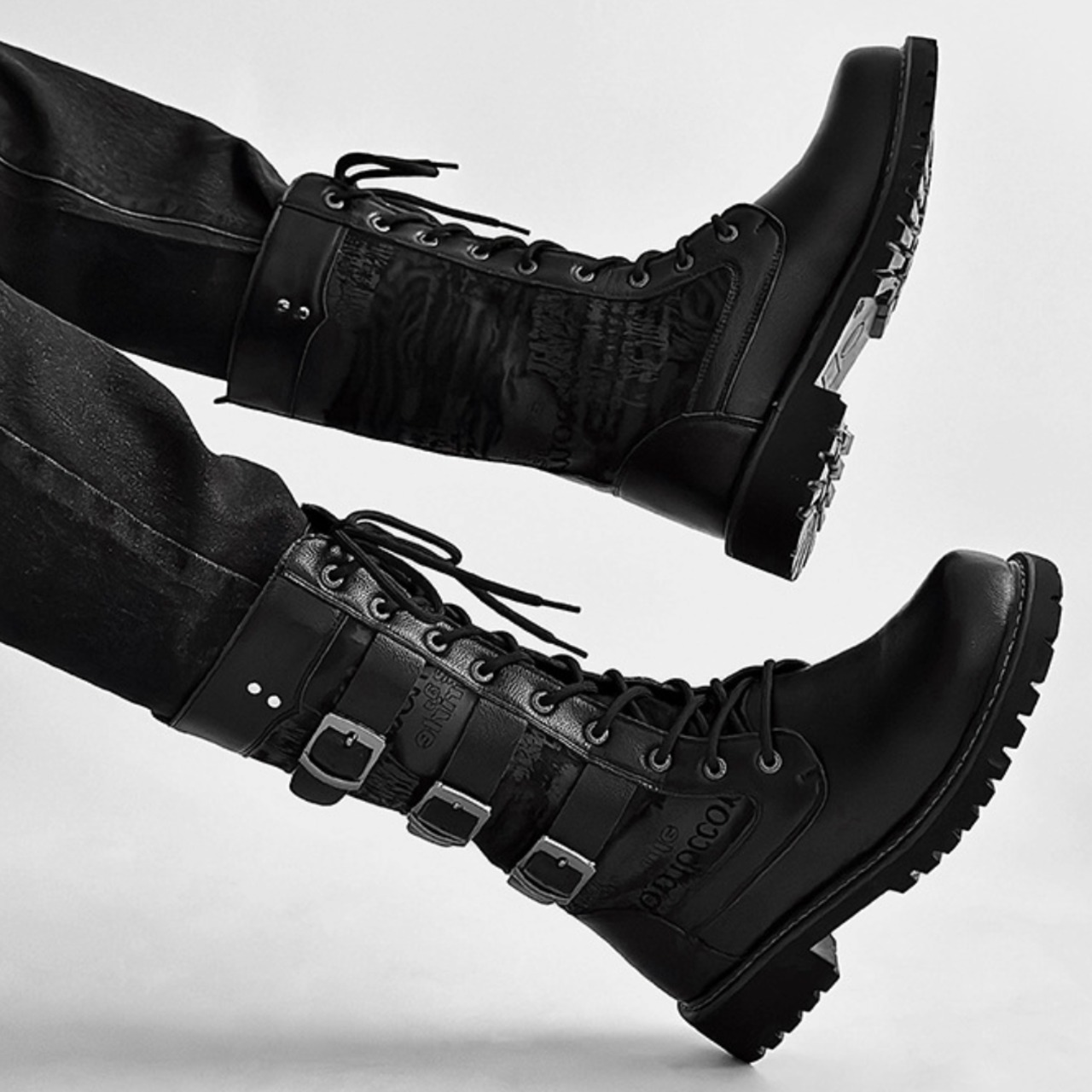 Multi Buckle Lace-Up Combat Boots TB2438・画像6