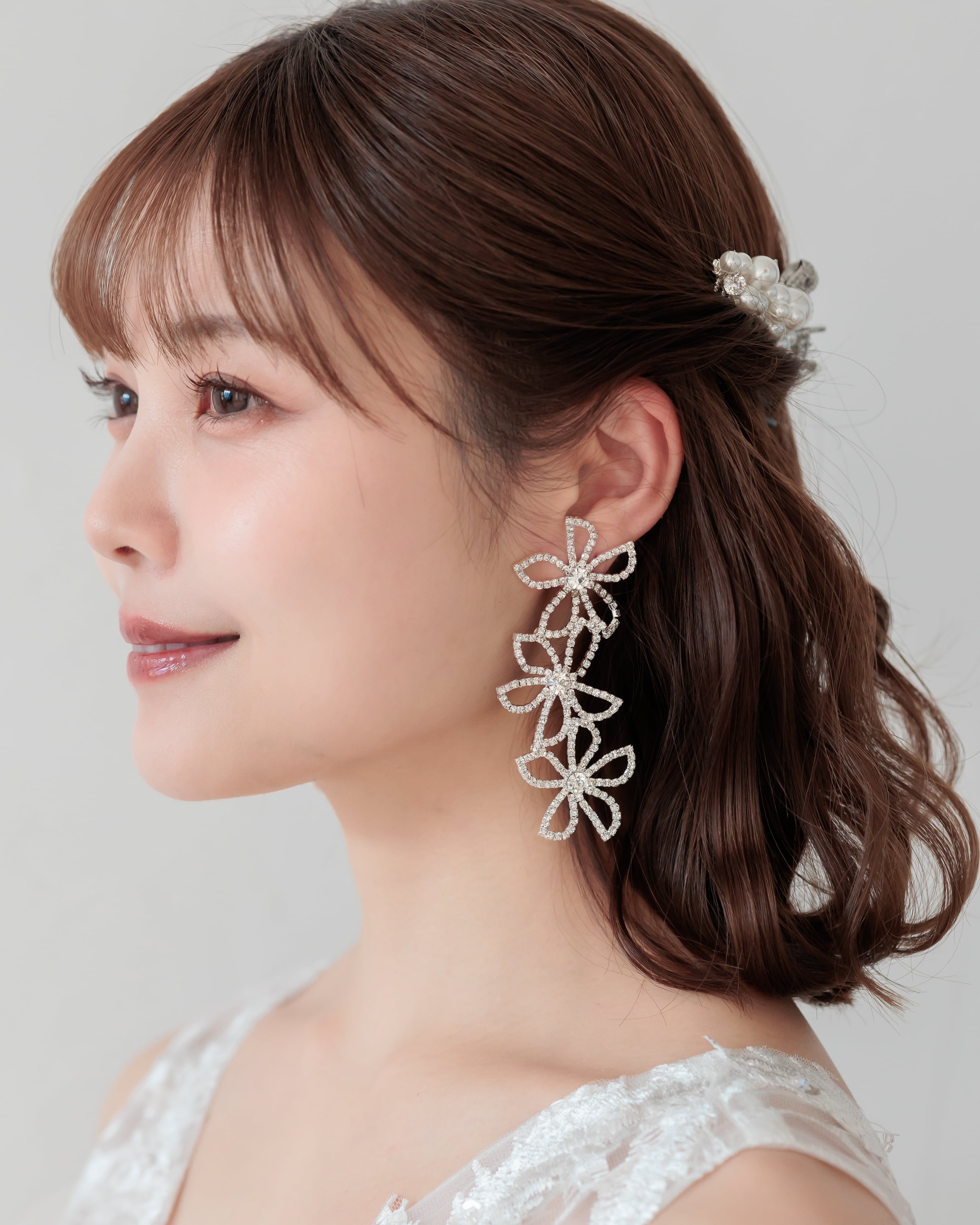 goa India dabka刺繍フラワープリントOPとフェザーネックレスピアス フラワークリスタルブライダルピアスゴールド【AE2505-14G