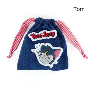 F248137_TOM and JERRY×Flapperデニムアップリケ巾着ポーチ