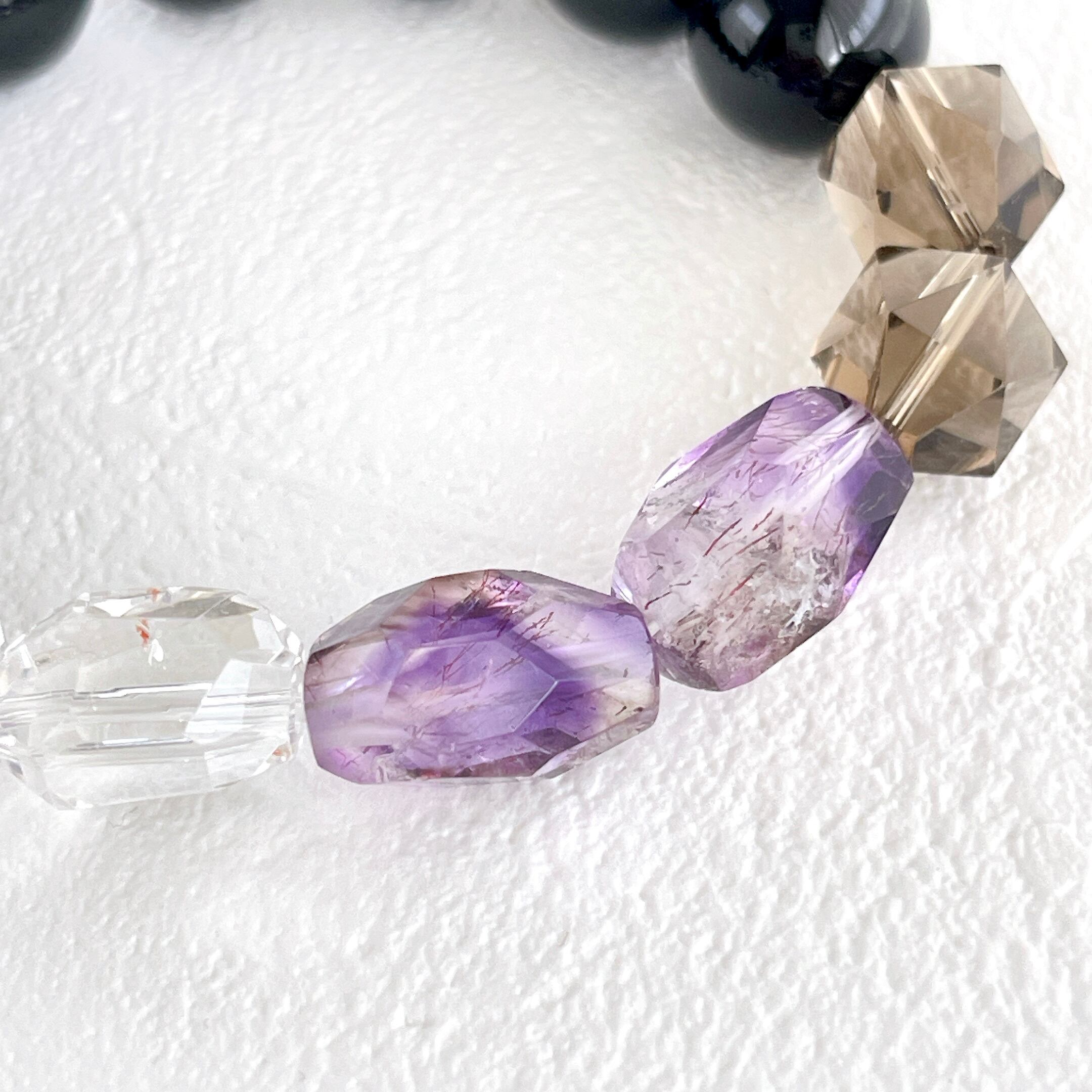 透明から漆黒へ✧モリオン12mm スーパーセブン グラデーションお守り