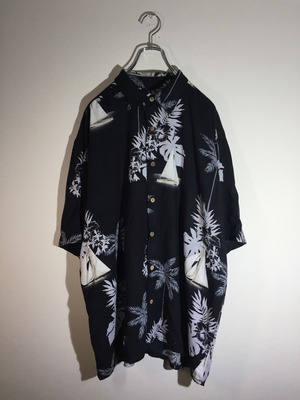 総柄 アロハシャツ ボタニカル柄 ヨット柄