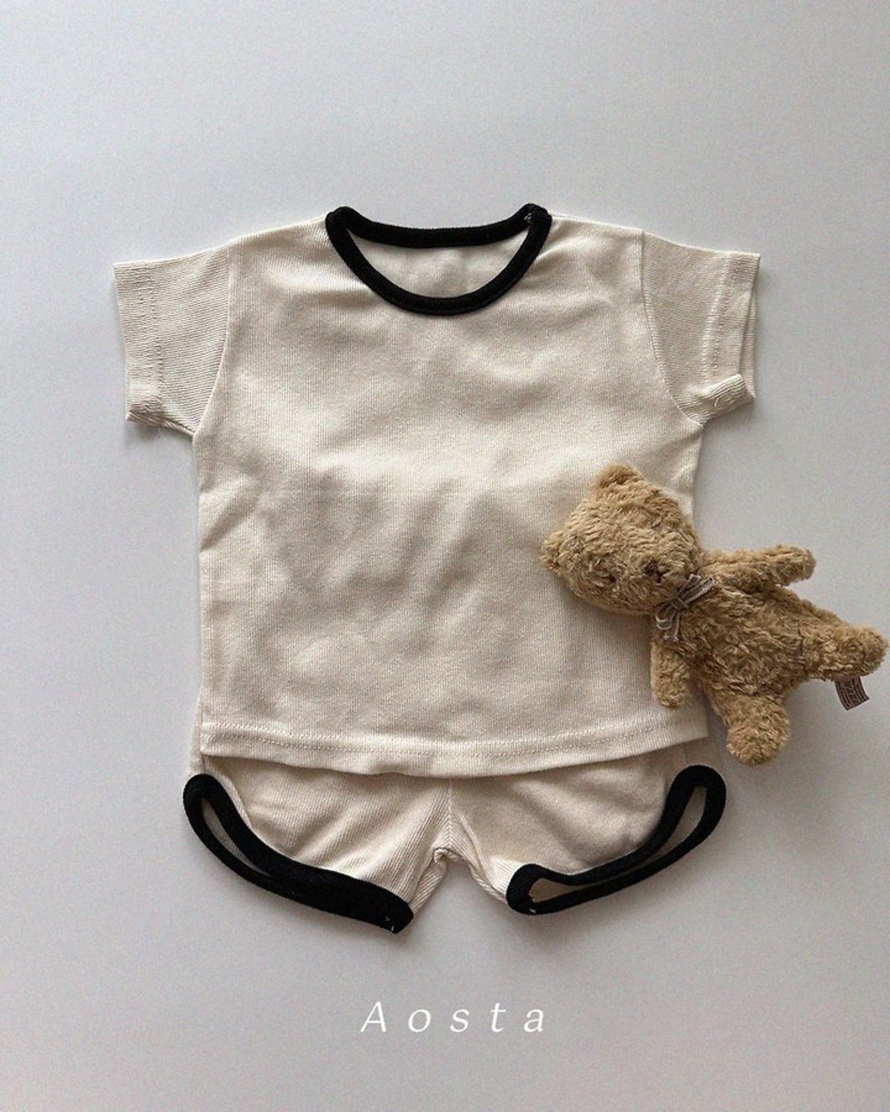 [Aosta] Ribbed Short Sleeve T-shirt / [아오스타] 골지반팔티