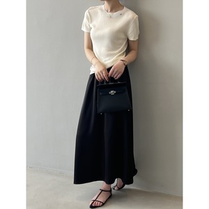 サテン レースアップ フレア ロングスカート 10082