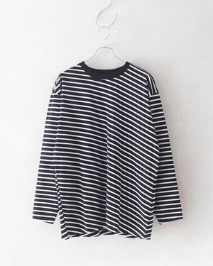 VOAAOV BIAS BORDER L/S Big T-Shirt BLACK