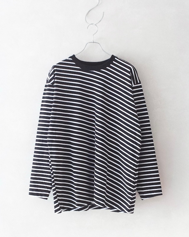 VOAAOV BIAS BORDER L/S Big T-Shirt BLACK