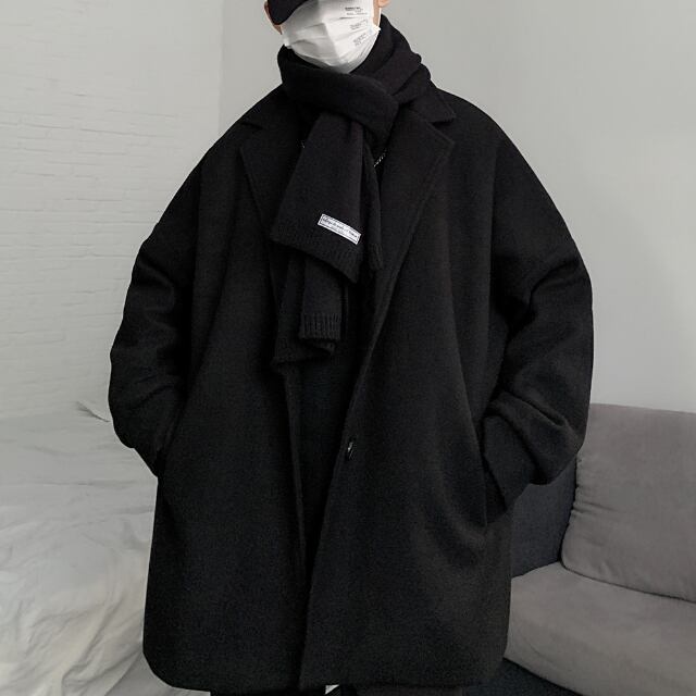 【予約販売】コート チェスターコート アウター ミドル丈 シンプル ビジネス 防寒 メンズ ブラック グレー 男前 シック 防寒 お洒落 こなれ感 ベーシック 秋冬 大きいサイズ M/L/XL