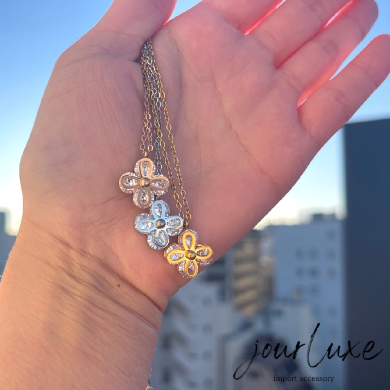 flower zirconia necklace #N1008