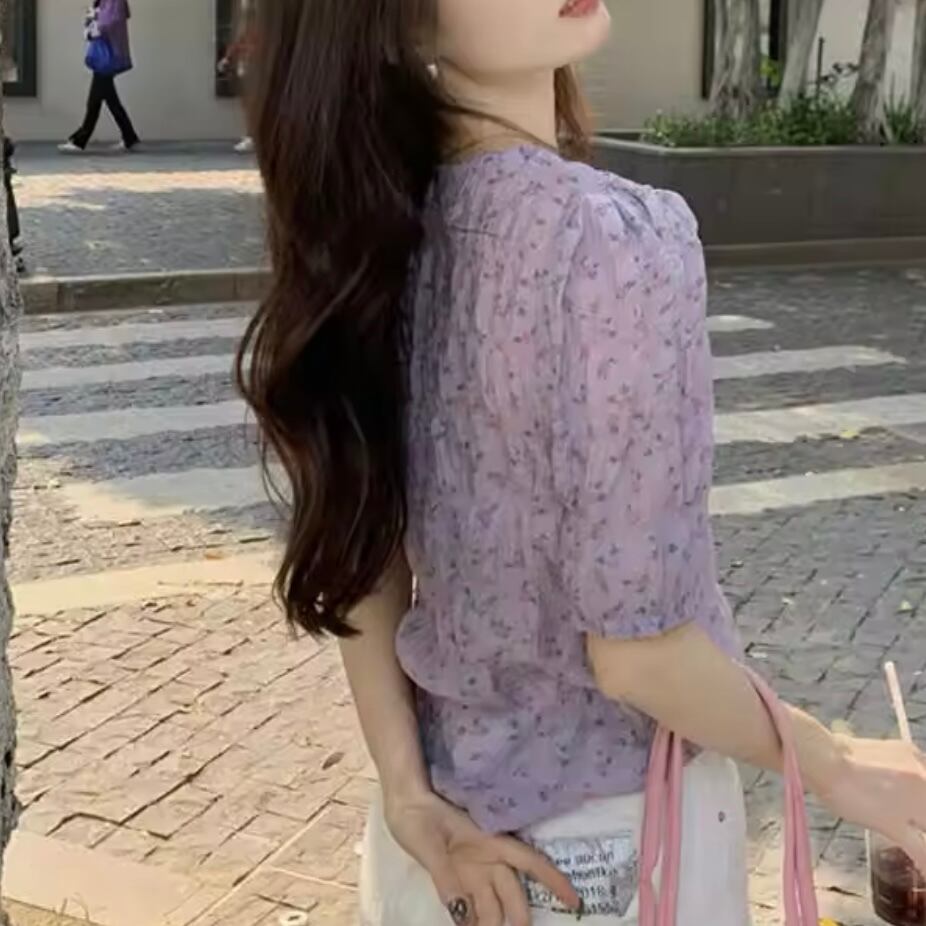 花柄シフォンブラウス