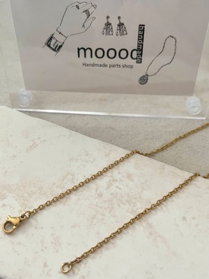 【2pcs】40cmステンレス製Oチェーンゴールドネックレス/チェーンパーツ
