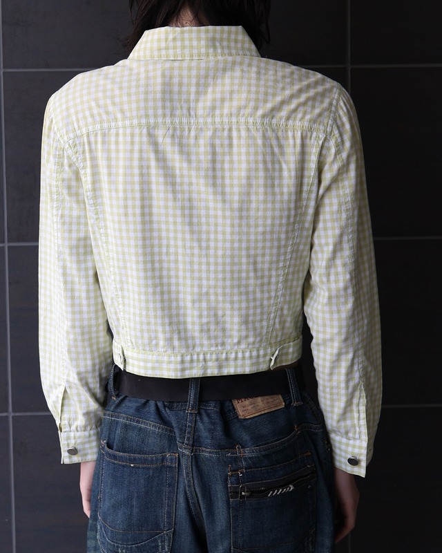 Gingham check short-length shirt blouson