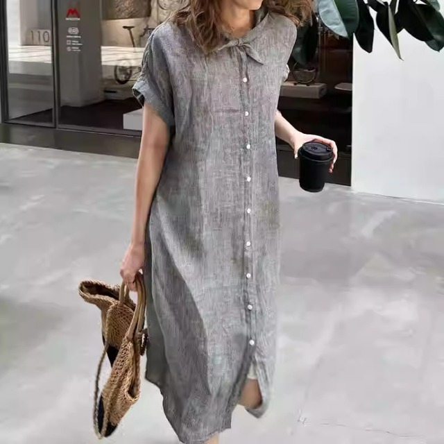 シャツワンピース  Aラインシルエット チェック柄  00132