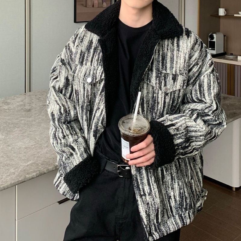 総柄裏ボアデニムコート C10657