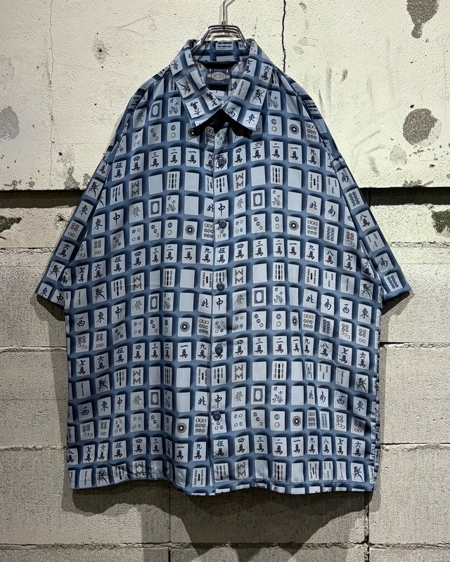 【Caka otto】“麻雀牌”Total Pattern Vintage Loose Open Collar S/S Shirt