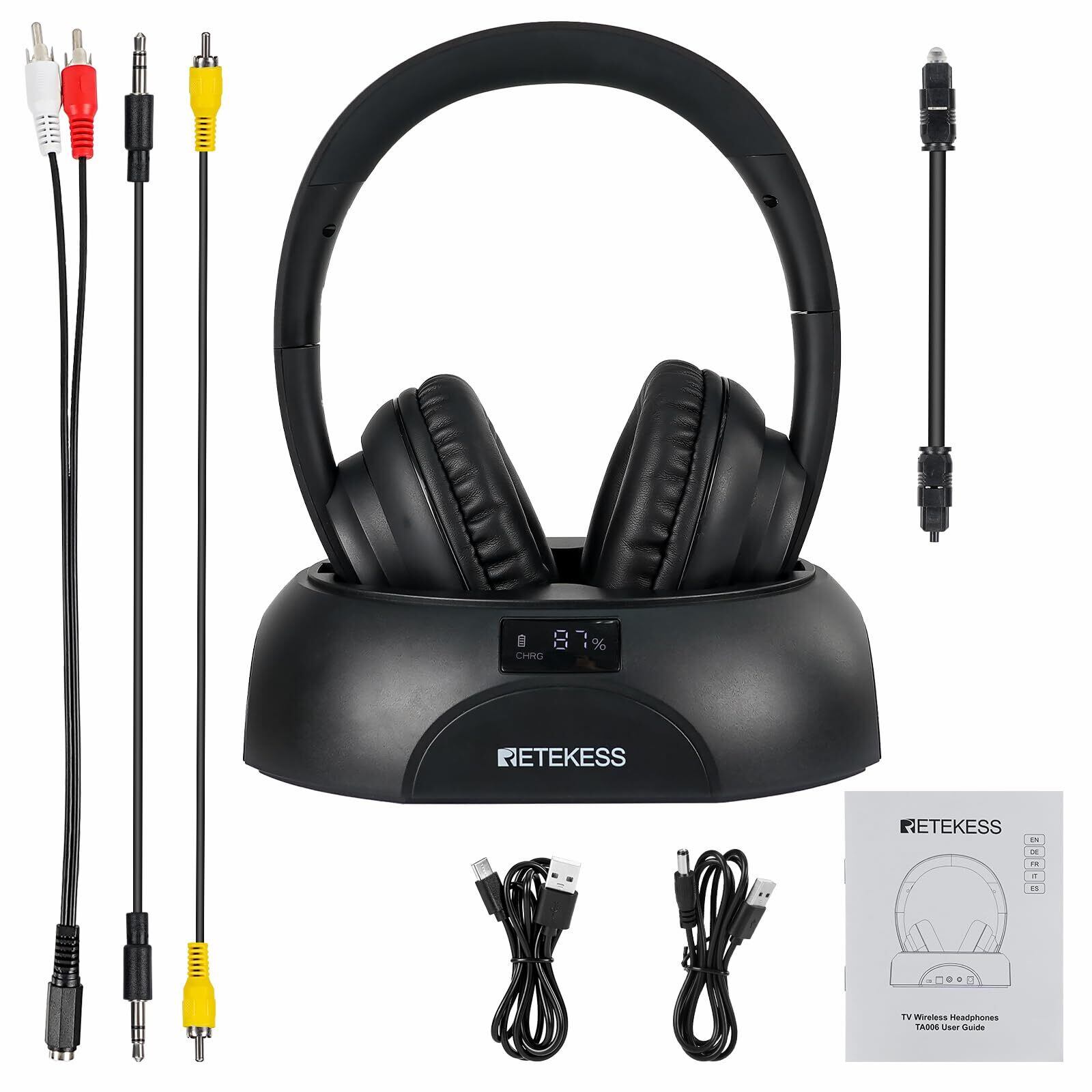 Retekess TA006 ヘッドフォン テレビ ヘッドホン LCD 電量表示 長時間