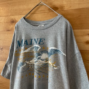 【DELTA PRO WEIGHT】MAINE メイン州 プリント Tシャツ グレー L US古着